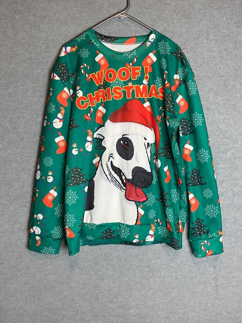“Woof! Christmas” Ugly Christmas Sweater - Size XL